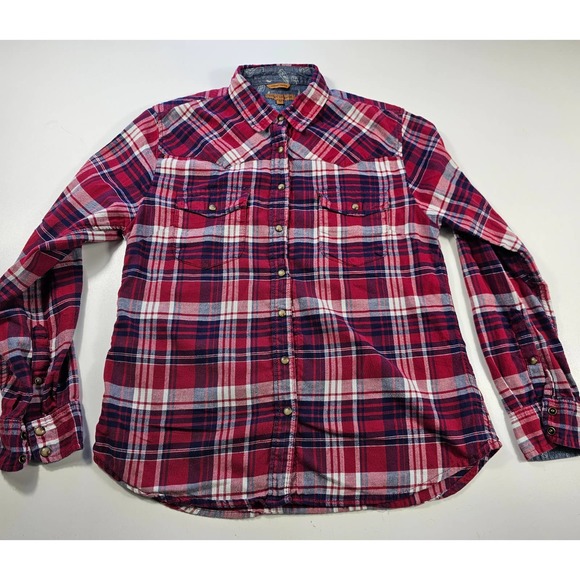 Jachs girlfriend comfort stretch plaid flannel button up M - Picture 6 of 8